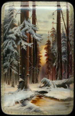 По мотивам картины Ю.Клевера  Закат в еловом лесу